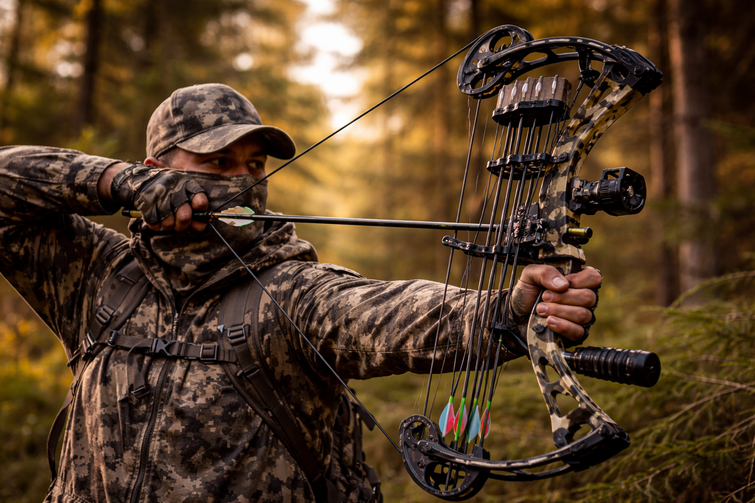 Bear Alaskan XT RTH compound bow side profile showing riser and cams