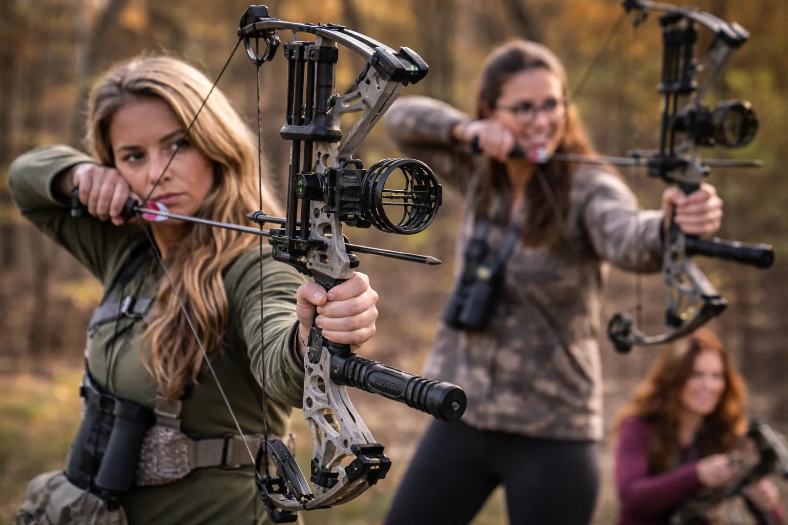 Archer at full draw with a Mathews Prima compound bow